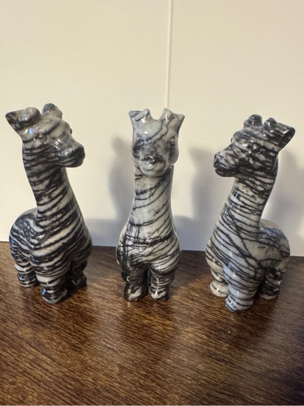 Black & White “Zebra or Webb” Jasper Crystal Giraffe Figurine Set